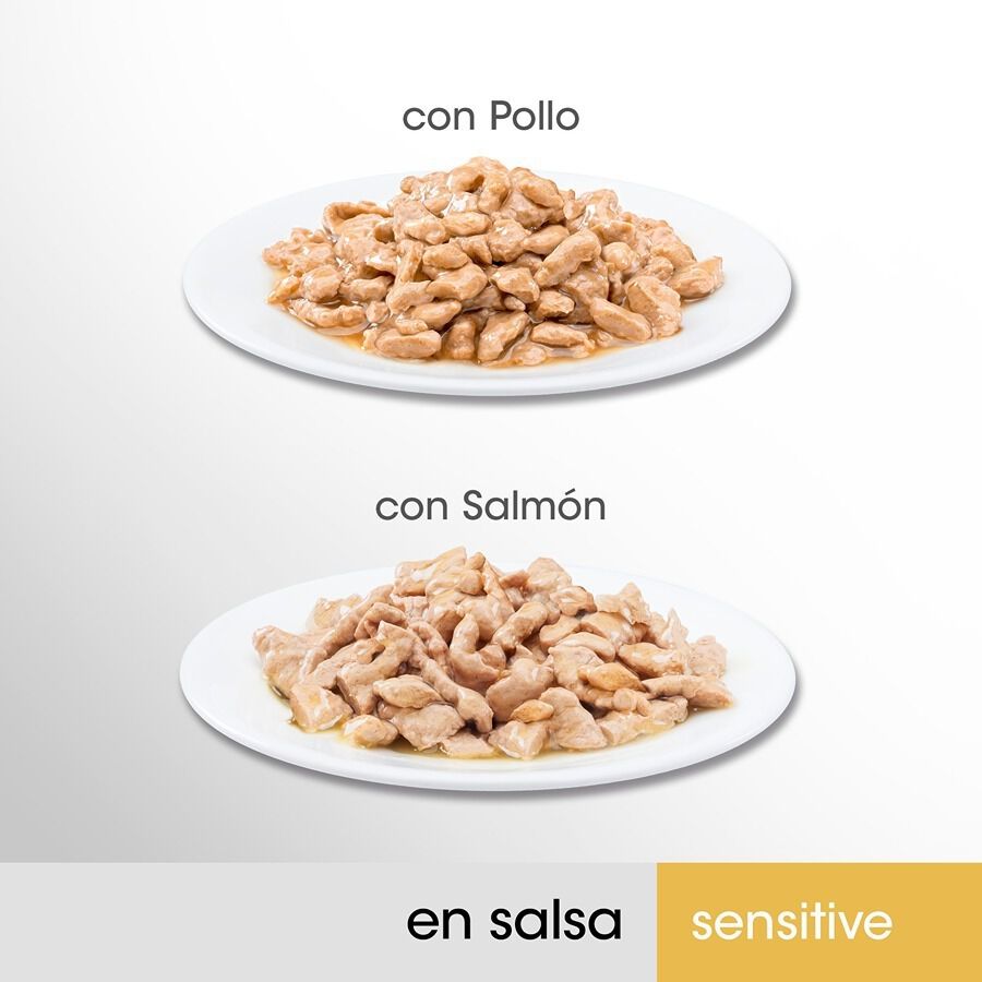 4 sobres x 85 g Perfect Fit Adult Sensitive Sterelized Pollo y Salm&oacute;n sobre en salsa para gatos, , large indicador imagen numero 2